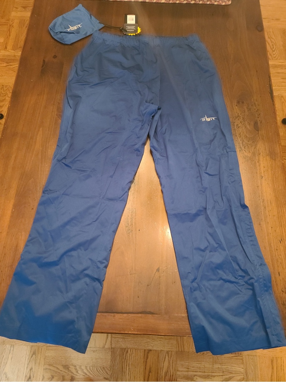 NEW HABIT BLUE WATERPROOF WINDPROOF PANTS MENS SIZE LARGE PACKABLE RAIN PANT